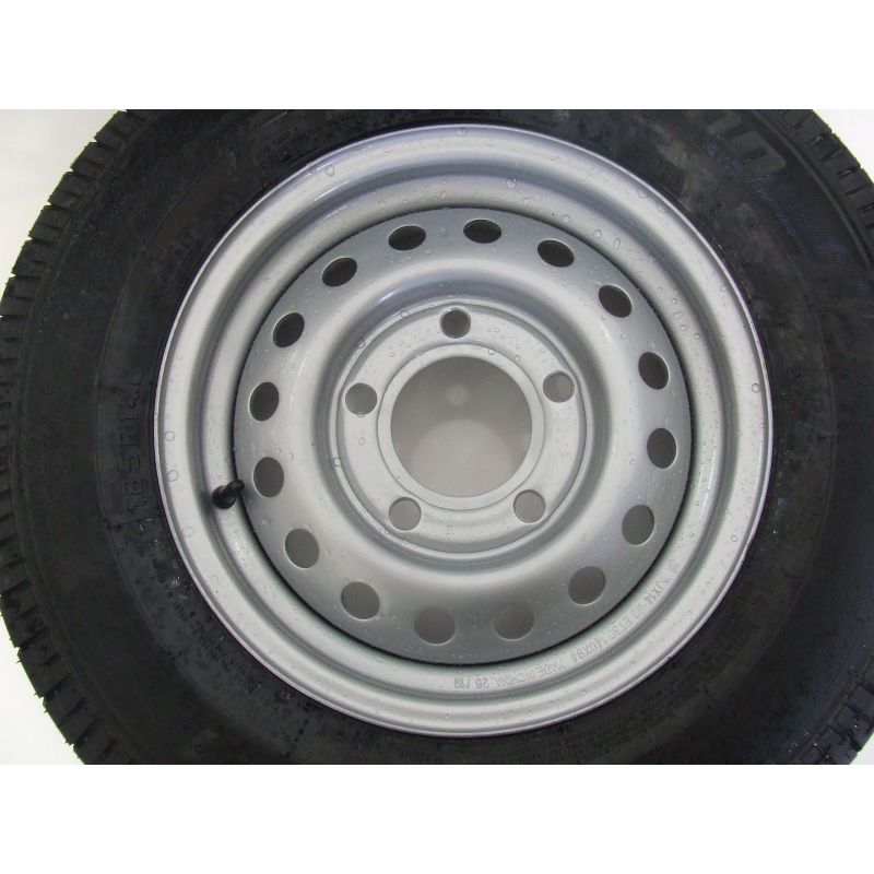 Roue Complète 185R14C Pour Remorque - Jante Acier 5 Troux, Charge Max 900kg, Pression 4.5 Bar